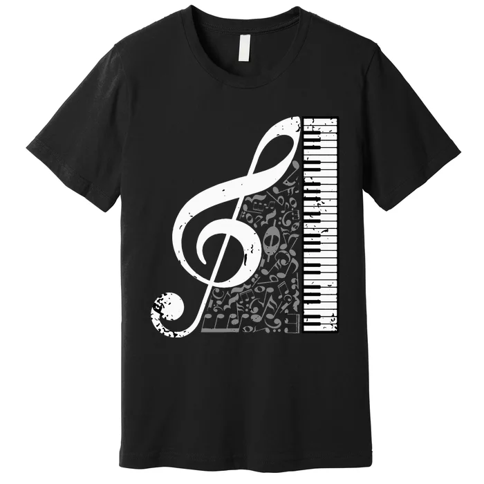 Treble Clef Piano Musical Notes Pianist Musician Instrument Premium T-Shirt