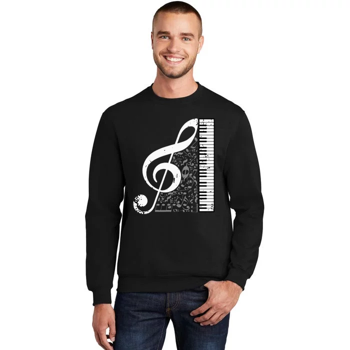 Treble Clef Piano Musical Notes Pianist Musician Instrument Tall Sweatshirt