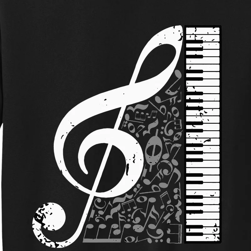 Treble Clef Piano Musical Notes Pianist Musician Instrument Tall Sweatshirt