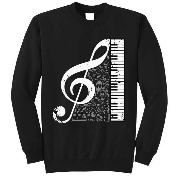 Treble Clef Piano Musical Notes Pianist Musician Instrument Tall Sweatshirt