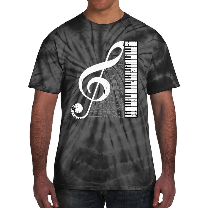 Treble Clef Piano Musical Notes Pianist Musician Instrument Tie-Dye T-Shirt