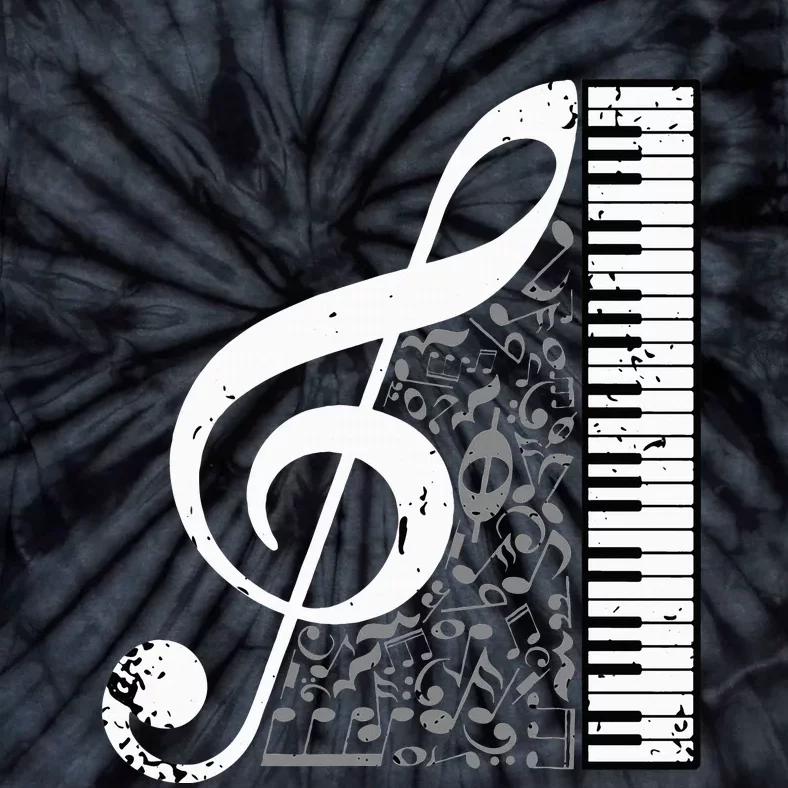 Treble Clef Piano Musical Notes Pianist Musician Instrument Tie-Dye T-Shirt