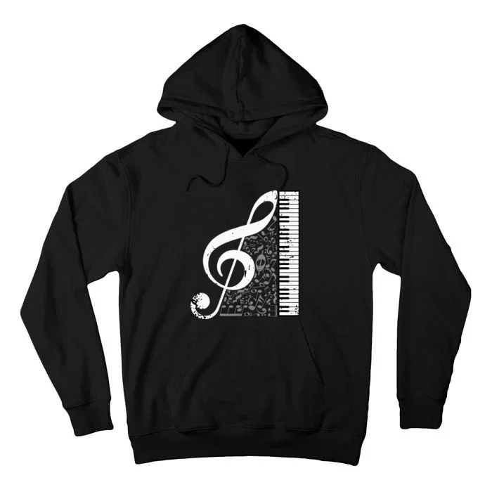 Treble Clef Piano Musical Notes Pianist Musician Instrument Tall Hoodie