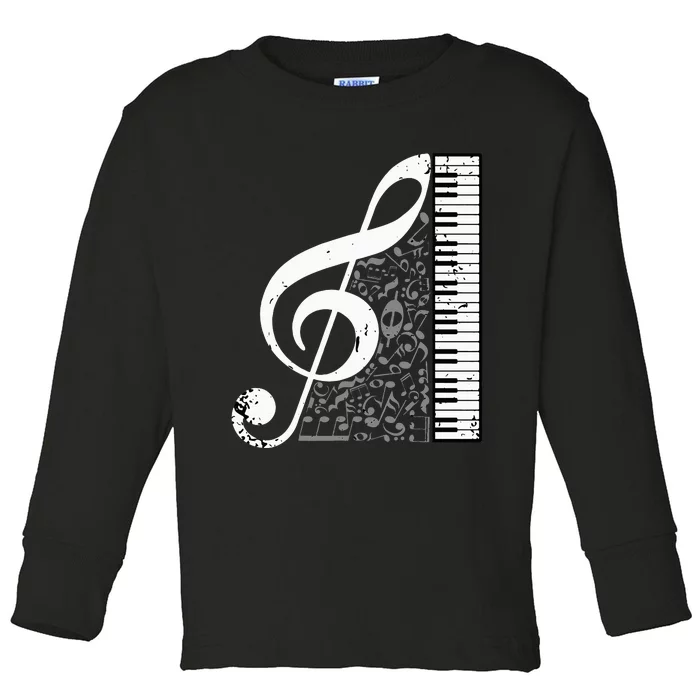 Treble Clef Piano Musical Notes Pianist Musician Instrument Toddler Long Sleeve Shirt