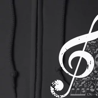 Treble Clef Piano Musical Notes Pianist Musician Instrument Full Zip Hoodie