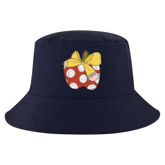 Teacher Coquette Pencil Bow And Apple Teacher Cool Comfort Performance Bucket Hat