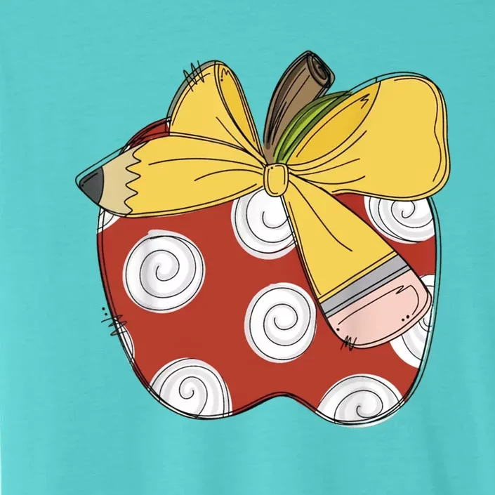 Teacher Coquette Pencil Bow And Apple Teacher ChromaSoft Performance T-Shirt