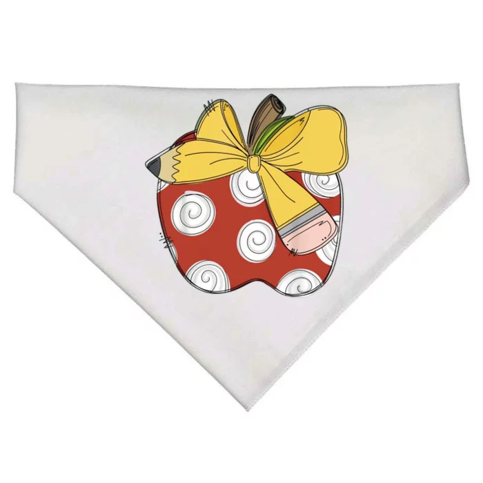 Teacher Coquette Pencil Bow And Apple Teacher USA-Made Doggie Bandana