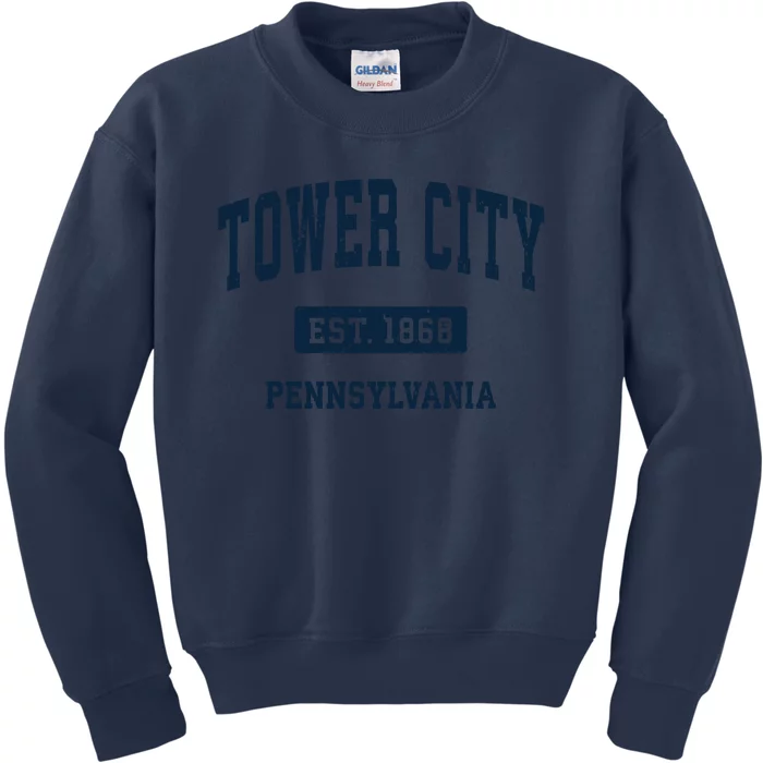 Tower City Pennsylvania PA Vintage Athletic Sports Design Kids Sweatshirt