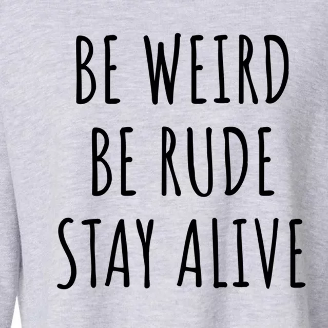 True Crime Podcast Junkie Be Weird Be Rude Stay Alive Gift Meaningful Gift Cropped Pullover Crew