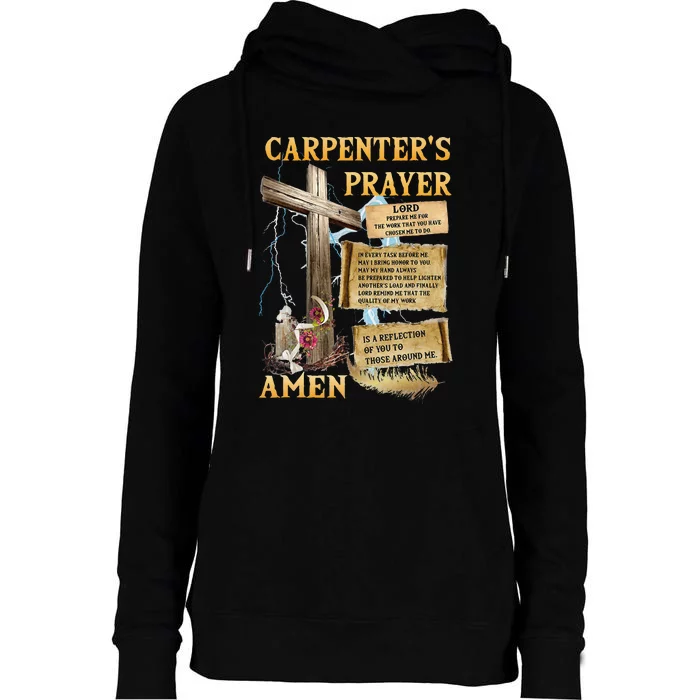 The Carpenters Prayer Christian Present Jesus Carpeting Womens Funnel Neck Pullover Hood