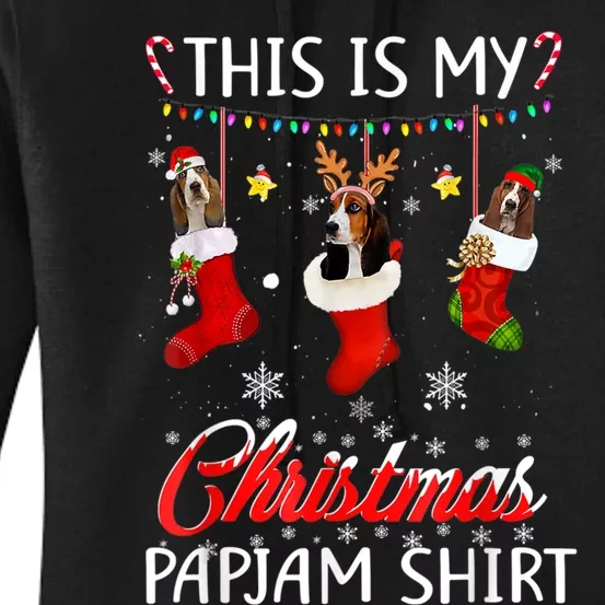 This Christmas Pajama Basset Hounds In Socks Dog Lover Women's Pullover Hoodie