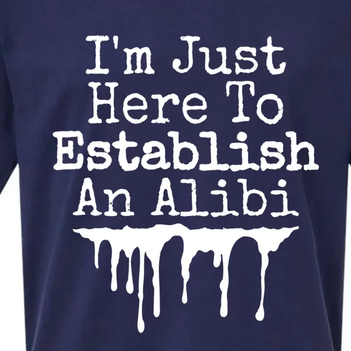 True Crime Podcast Im Just Here To Establish An Alibi Cool Gift Sueded Cloud Jersey T-Shirt