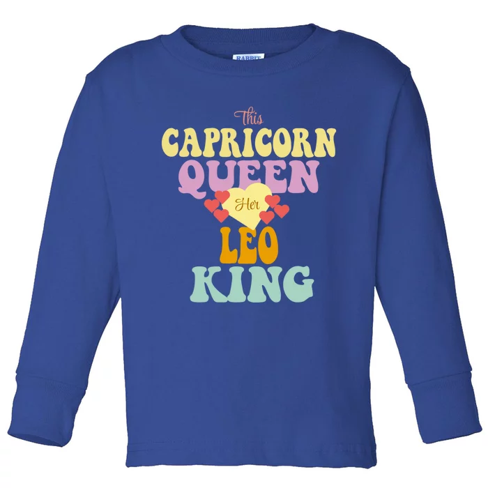 This Capricorn Queen Loves Her Leo King Funny Gift Toddler Long Sleeve Shirt