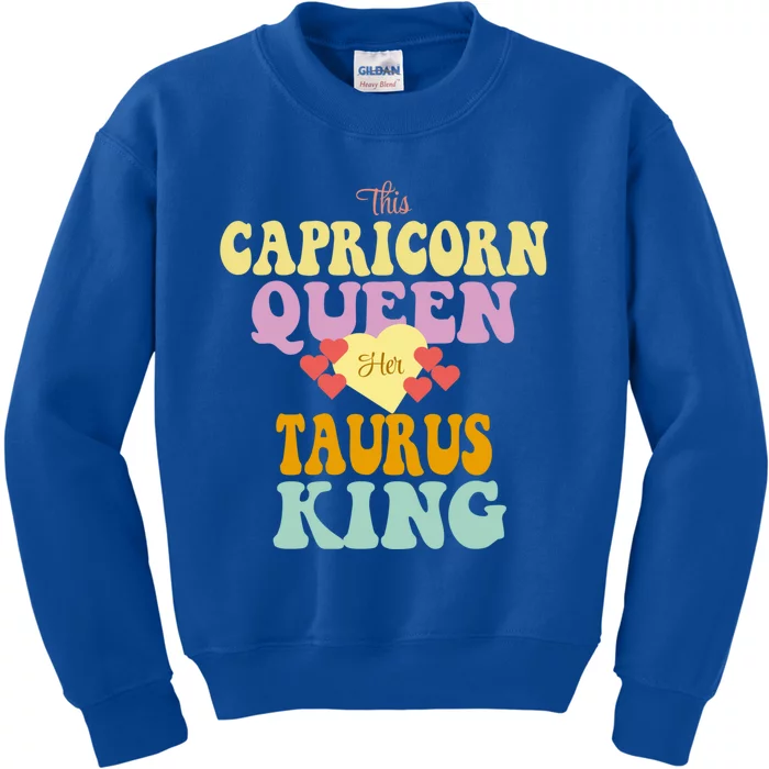 This Capricorn Queen Loves Her Taurus King Funny Gift Kids Sweatshirt