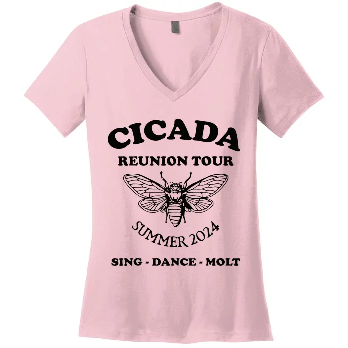 The Cicada Reunion U.S 2024 Cicada Concert Fest Lover Women's V-Neck T-Shirt