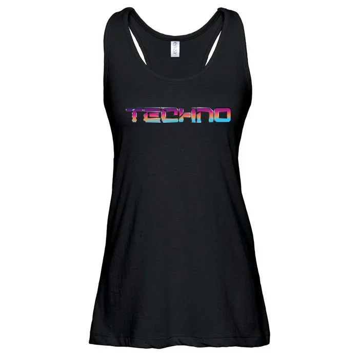 Techno Colorful Rave Dj EDM Festival Raver Ladies Essential Flowy Tank