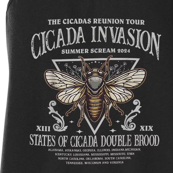 The Cicadas Reunion Cicadas Invasion Summer Scream 2024 Women's Racerback Tank