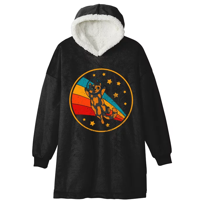 Tortoiseshell Cat Retro Space Cat Hooded Wearable Blanket