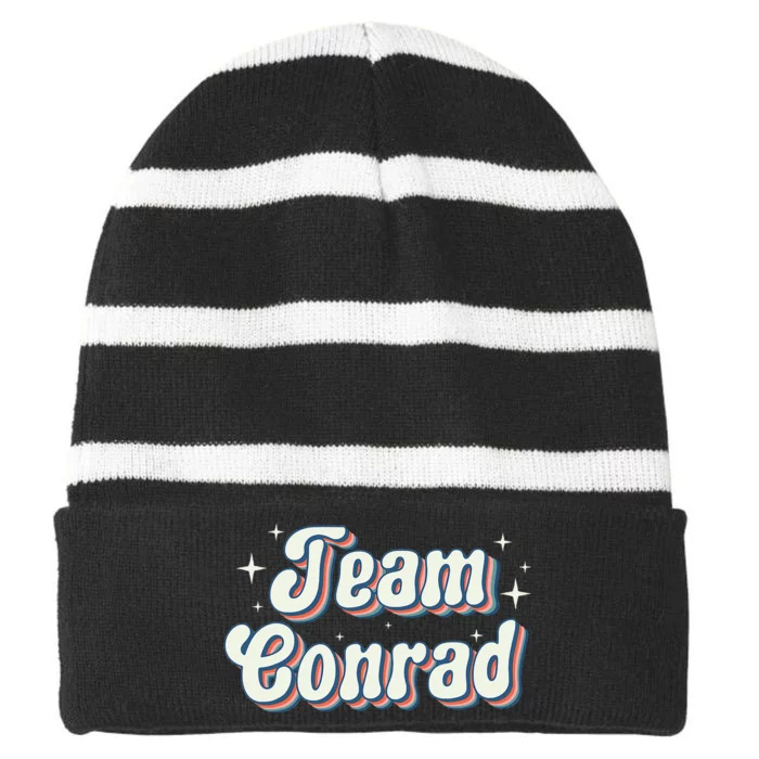 Team Conrad Retro Groovy Striped Beanie with Solid Band