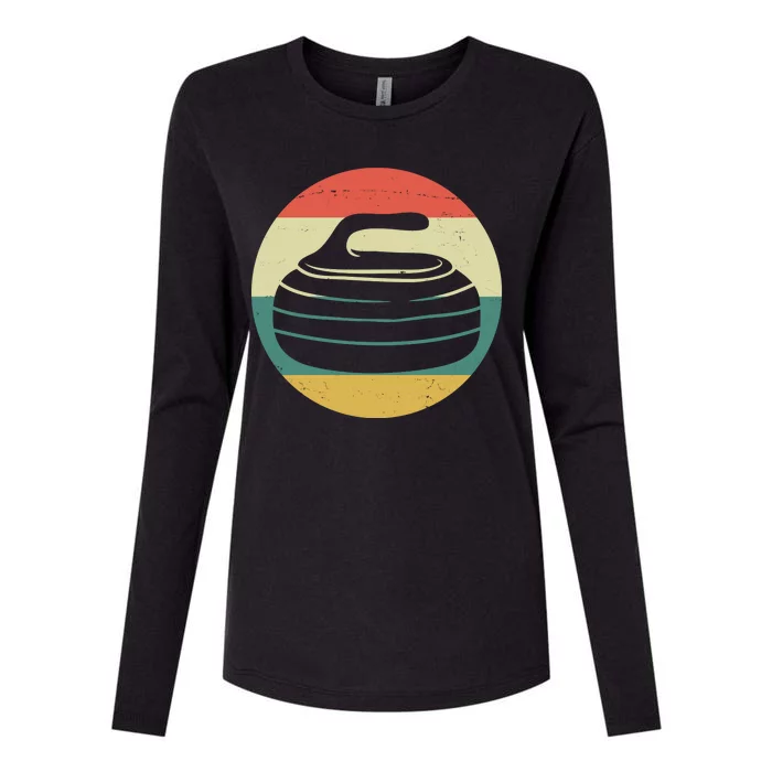 Team Curling Retro Sunset Sport Womens Cotton Relaxed Long Sleeve T-Shirt