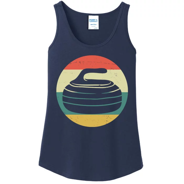 Team Curling Retro Sunset Sport Ladies Essential Tank