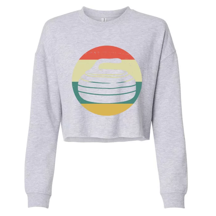 Team Curling Retro Sunset Sport Cropped Pullover Crew