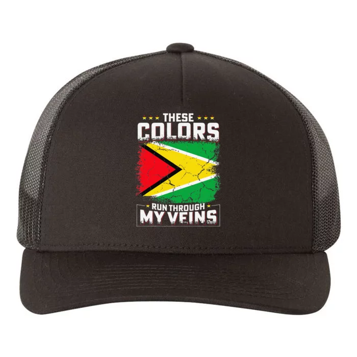 These colors run through my veins Design for proud guyanese Yupoong Adult 5-Panel Trucker Hat