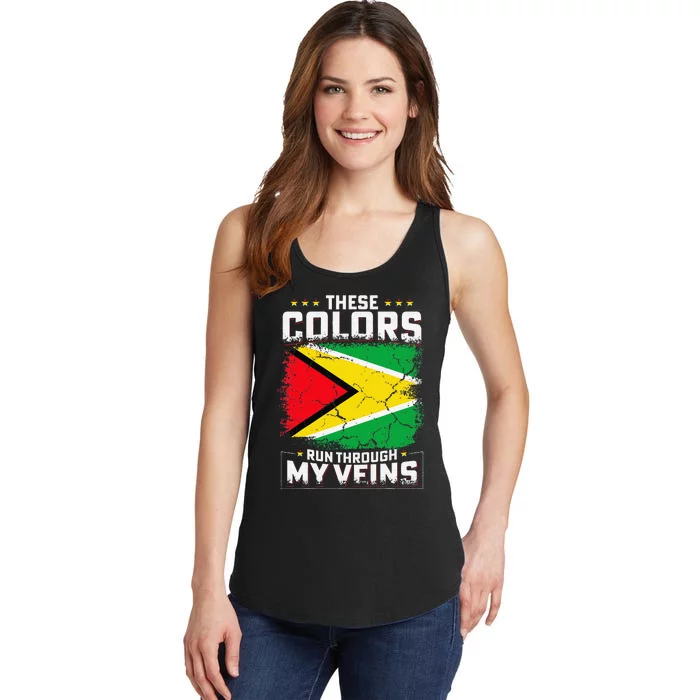 These colors run through my veins Design for proud guyanese Ladies Essential Tank