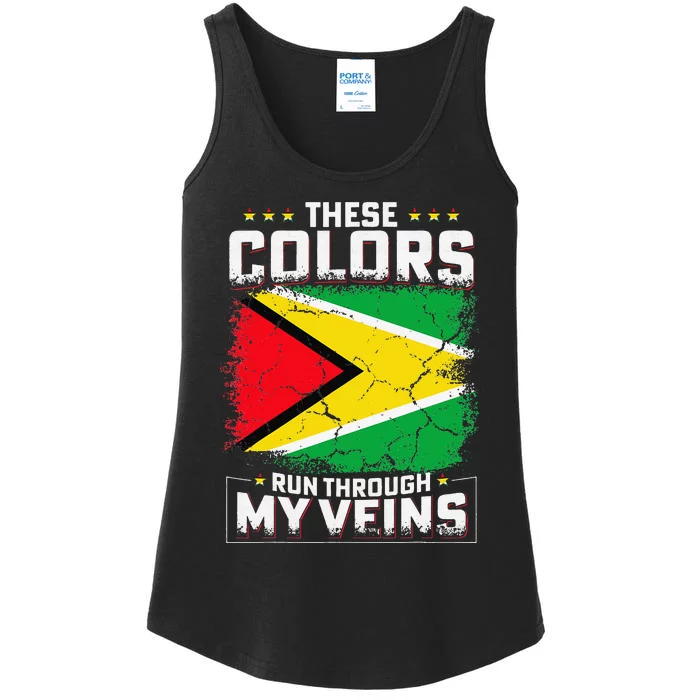 These colors run through my veins Design for proud guyanese Ladies Essential Tank