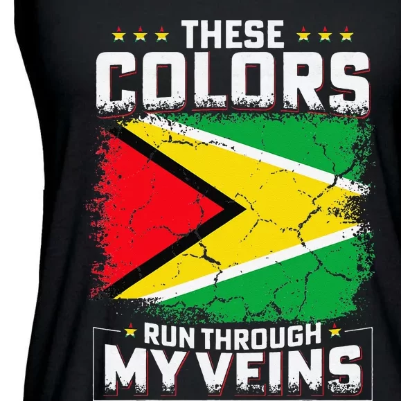 These colors run through my veins Design for proud guyanese Ladies Essential Flowy Tank