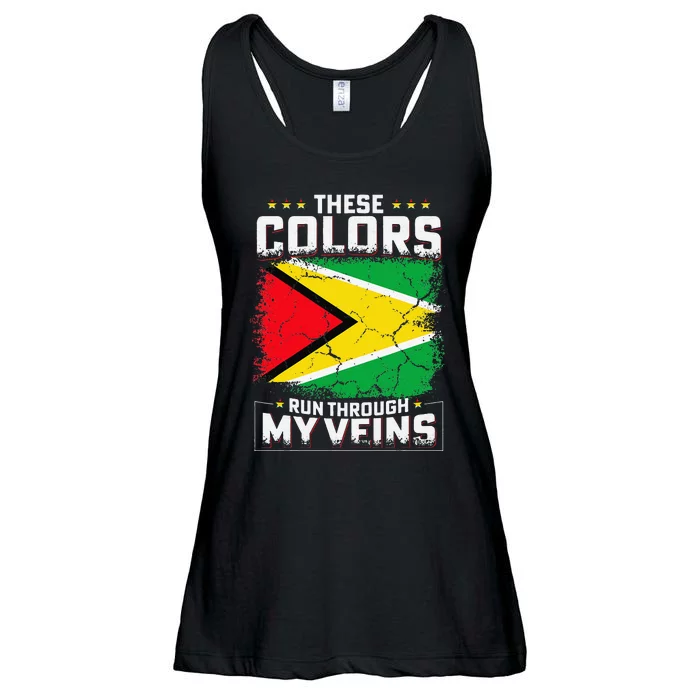 These colors run through my veins Design for proud guyanese Ladies Essential Flowy Tank