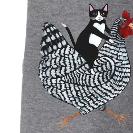 Tuxedo Cat Riding A Chicken Funny Doggie 3-End Fleece Hoodie