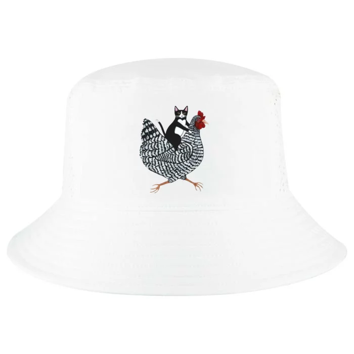 Tuxedo Cat Riding A Chicken Funny Cool Comfort Performance Bucket Hat