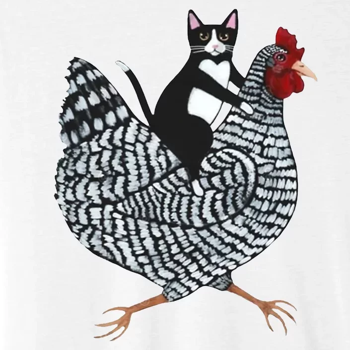 Tuxedo Cat Riding A Chicken Funny ChromaSoft Performance T-Shirt