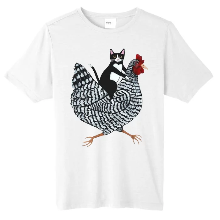 Tuxedo Cat Riding A Chicken Funny ChromaSoft Performance T-Shirt