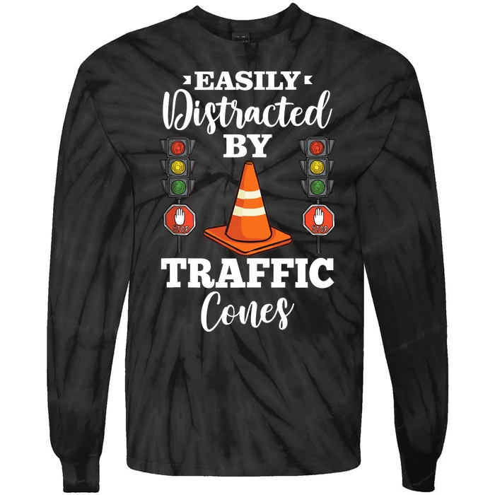 Traffic Cone Road Sign Safety Pylons Tie-Dye Long Sleeve Shirt