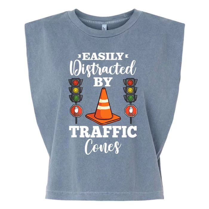 Traffic Cone Road Sign Safety Pylons Garment-Dyed Women's Muscle Tee