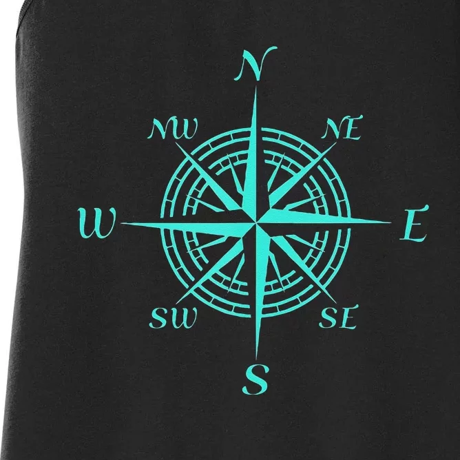 Turquoise Compass Rose Women's Racerback Tank