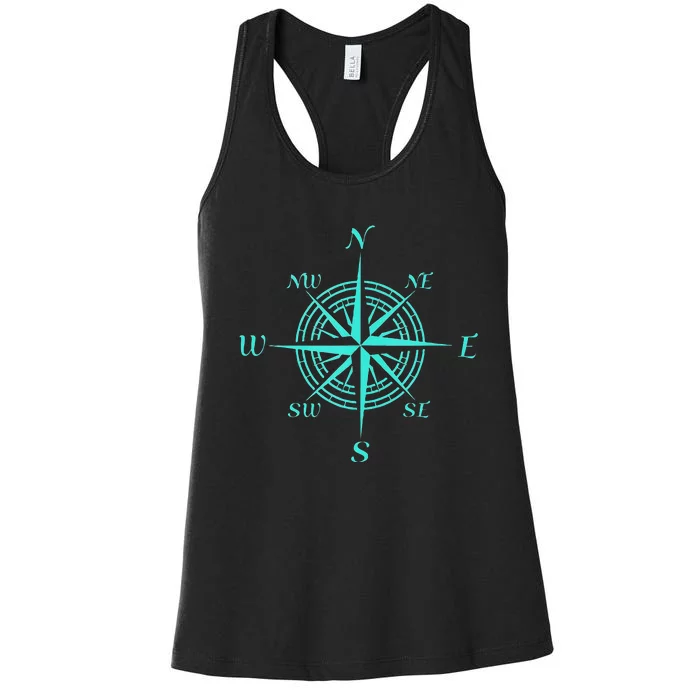 Turquoise Compass Rose Women's Racerback Tank