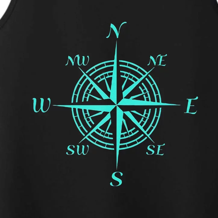 Turquoise Compass Rose Performance Tank