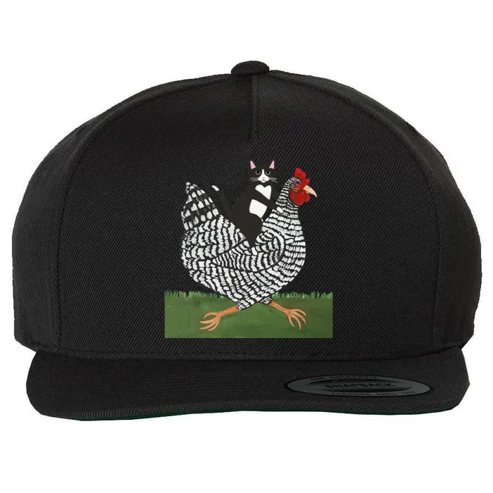 Tuxedo Cat Riding A Chicken Gift Wool Snapback Cap