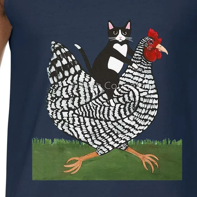 Tuxedo Cat Riding A Chicken Comfort Colors® Tank Top