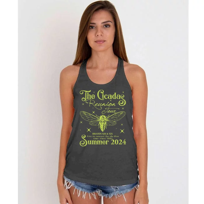 The Cicadas Reunion Summer 2024 Cicada Nature Lover Women's Knotted Racerback Tank