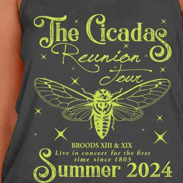 The Cicadas Reunion Summer 2024 Cicada Nature Lover Women's Knotted Racerback Tank