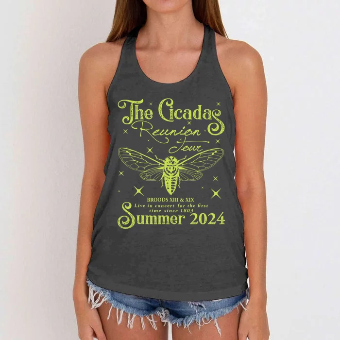 The Cicadas Reunion Summer 2024 Cicada Nature Lover Women's Knotted Racerback Tank