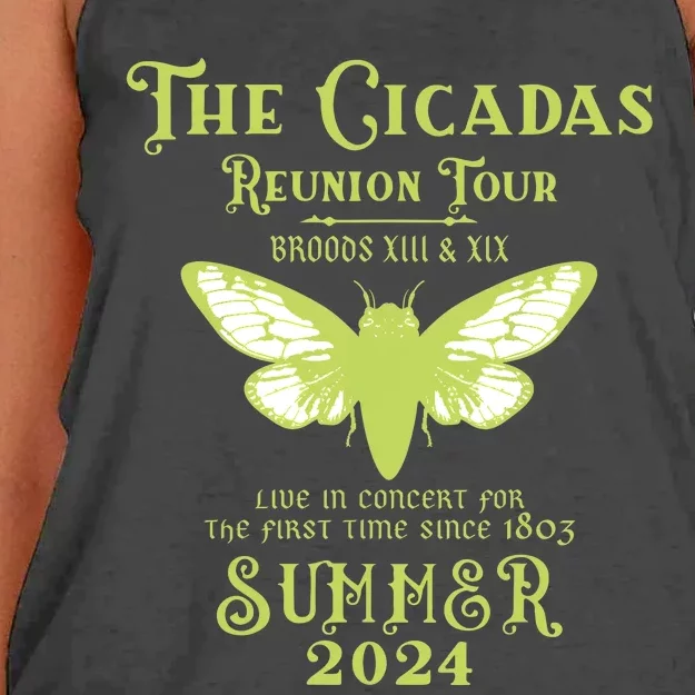 The Cicada Reunion U.S 2024 Cicada Concert Fest Lover Women's Knotted Racerback Tank