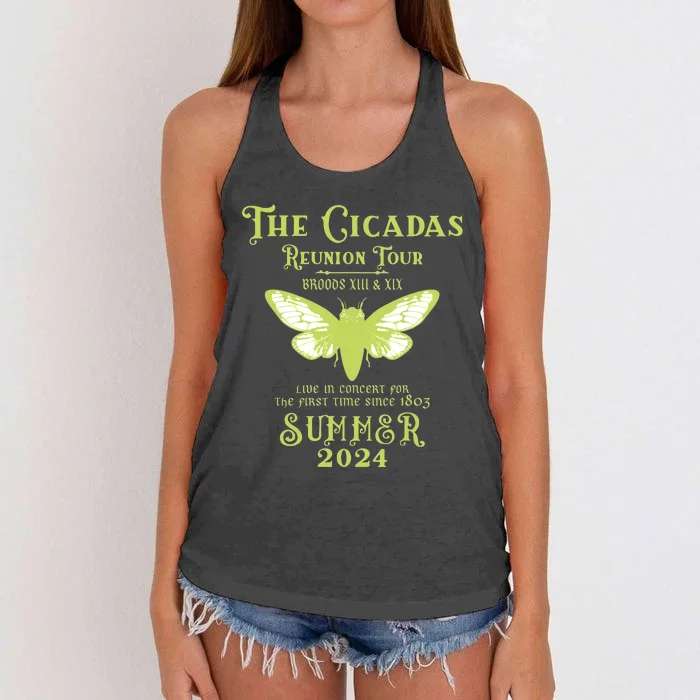 The Cicada Reunion U.S 2024 Cicada Concert Fest Lover Women's Knotted Racerback Tank