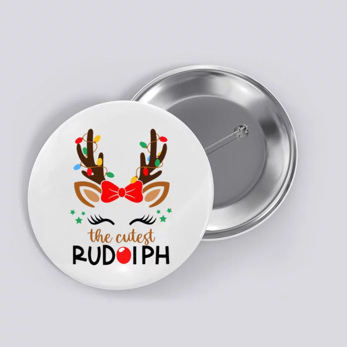 The Cutest Rudolph Reindeer Christmas Pajama Xmas Lights Button