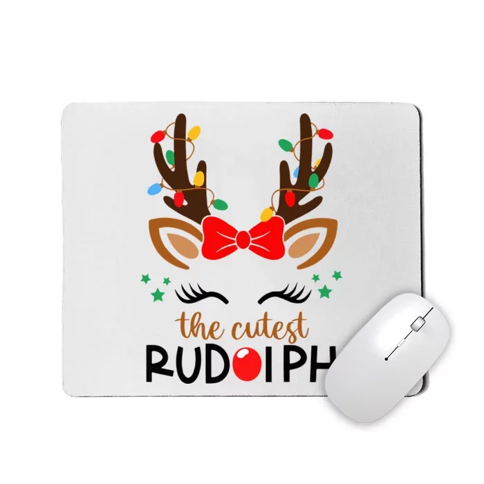 The Cutest Rudolph Reindeer Christmas Pajama Xmas Lights Mousepad